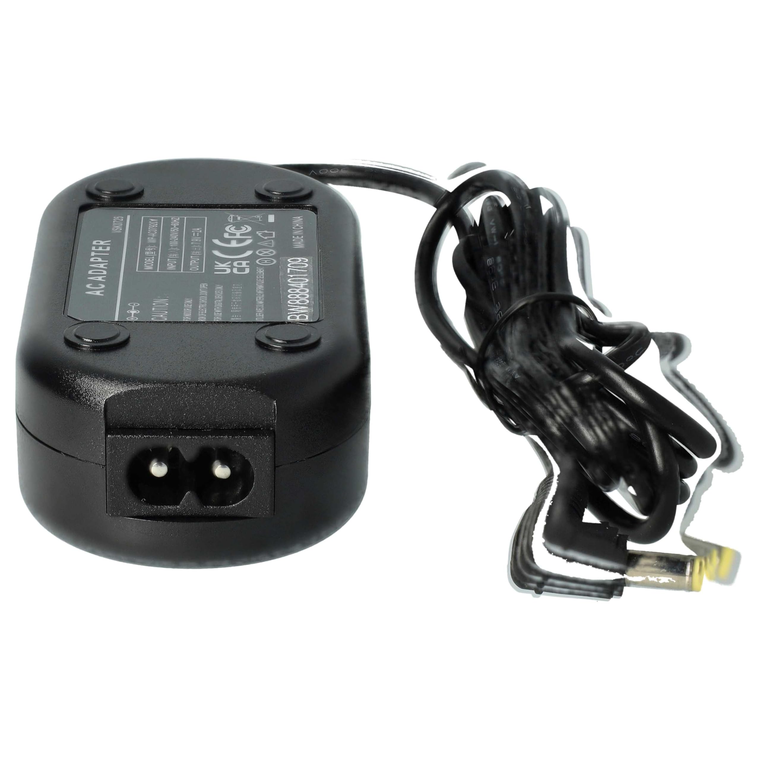 vhbw Zasilacz kompatybilny z Panasonic NV-DS29 | NV-DS30, NV-DS28B, NV-DS29B aparat, aparat cyfrowy, kabel zasilający DSLR, 2 m