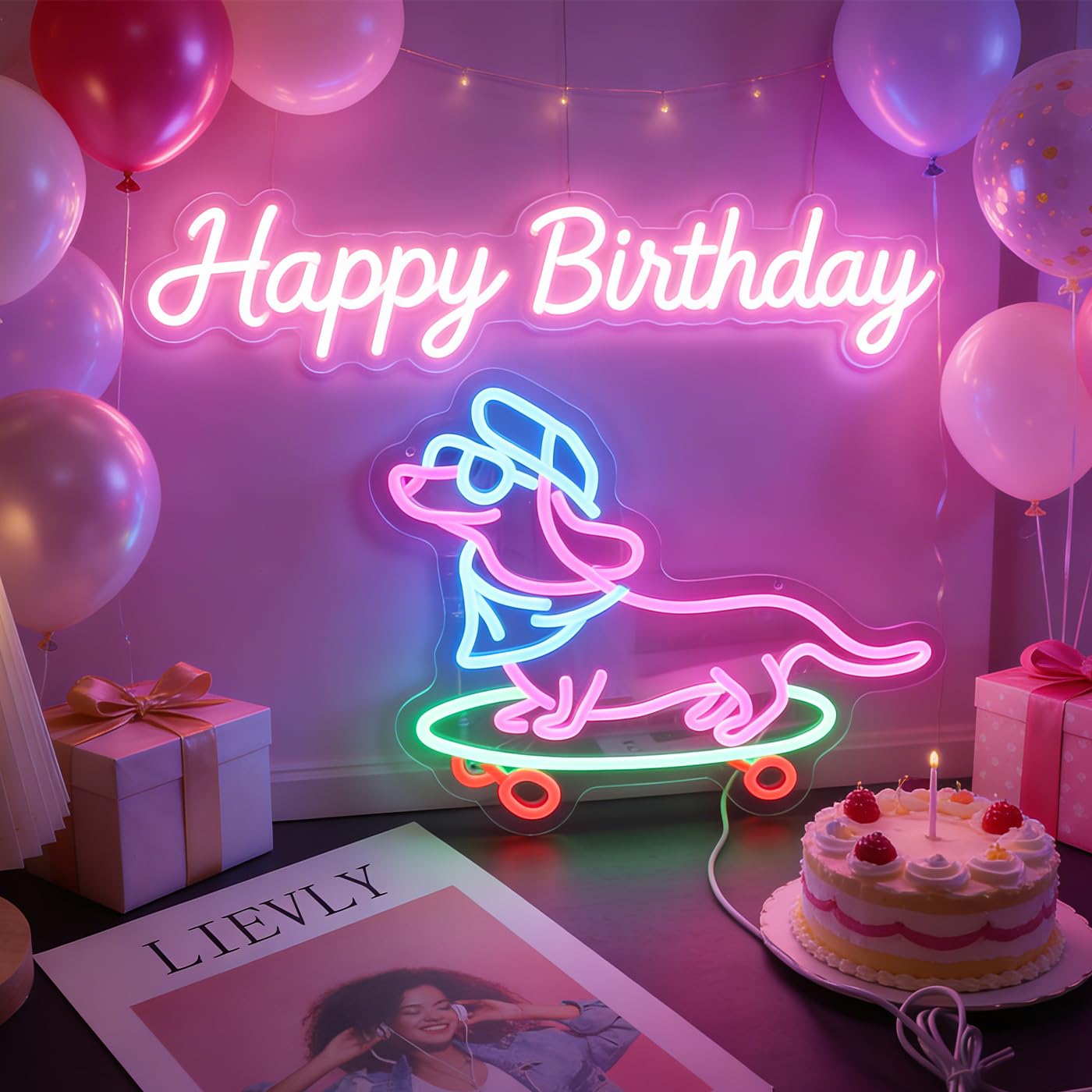 Wiener Dog Skateboarding Neon Sign for Kids Room Game Room - Wiener Dog Skateboard LED Wall Art, regalo divertente per gli amanti dei cani