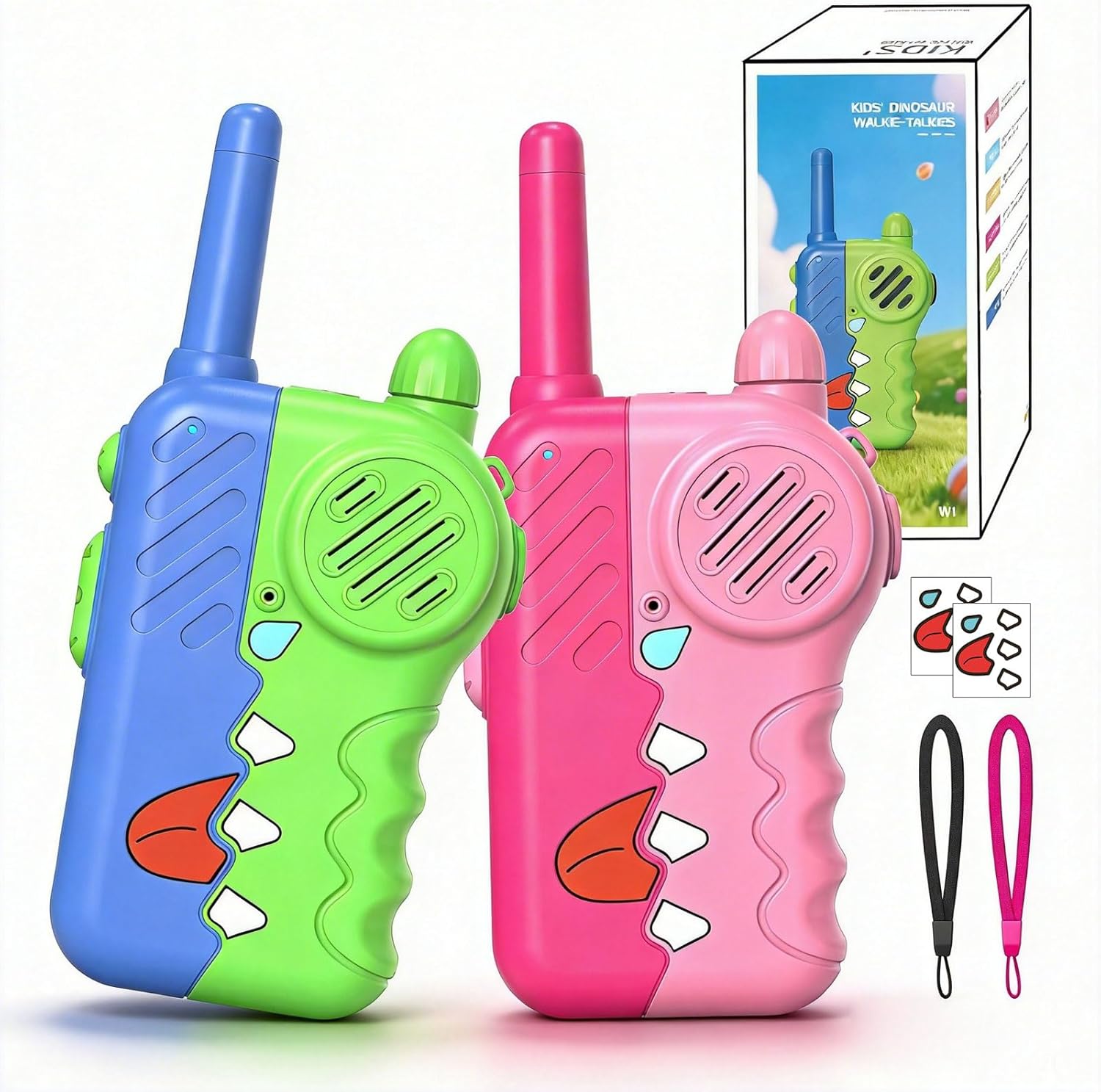 Gaswei W1 Walkie Talkies for Kids, Toys for 3-12 Years Old Girls Boys,Single Channel Kids Walkie Talkies with Flashlight Lanyard - 1000ft Long Range for Outdoor/Camping/Hiking (2-Pack)