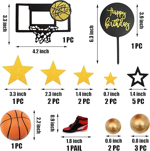 Miniatura 2 de 21 piezas de decoración de pastel de baloncesto temática de baloncesto para decoración de pasteles temáticos de deportes, suministros de cumpleaños