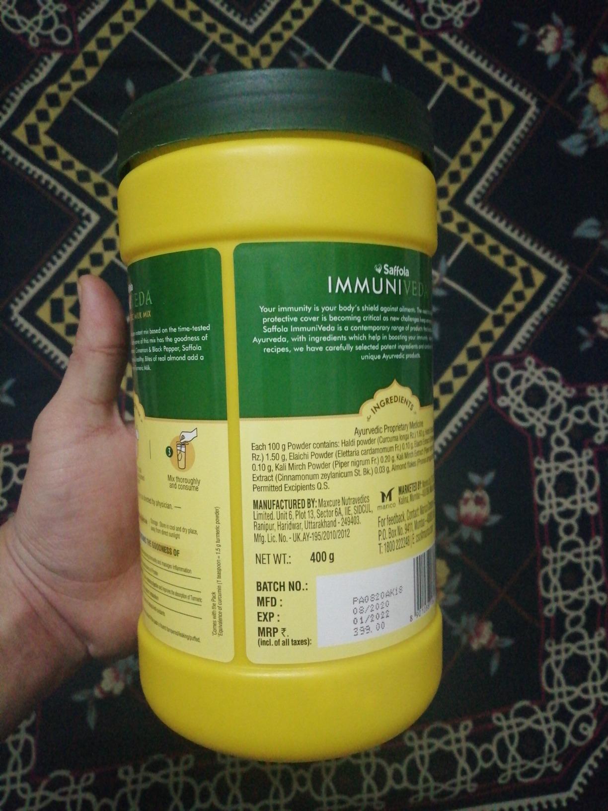 Saffola Immuniveda Golden Turmeric Milk Mix 400 g Ayurvedic Immunity