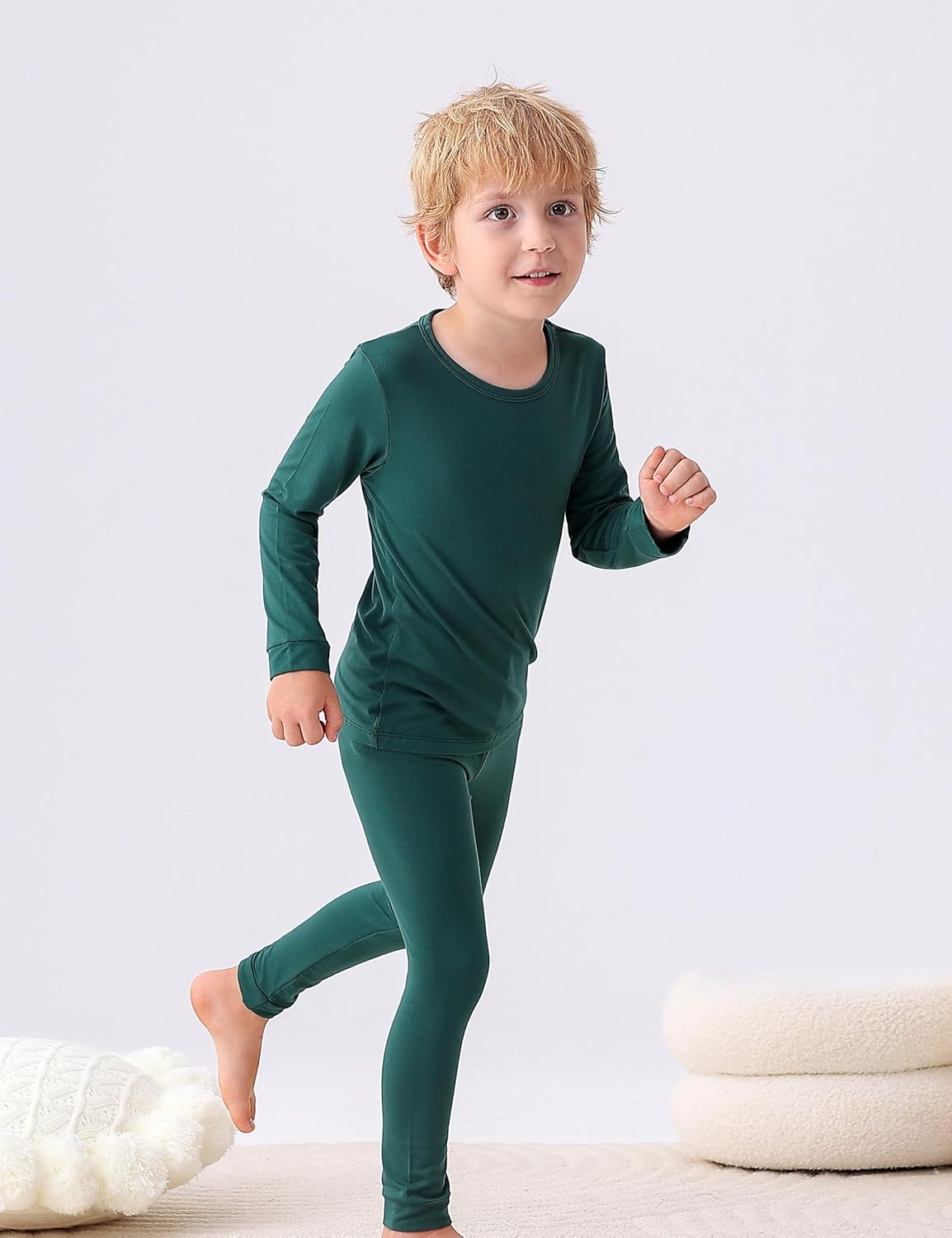 JunNeng Bamboo Viscose Pajamas for Toddler Baby, Boys Girls Solid Snug Fit Pajamas Long Sleeve Sleeper
