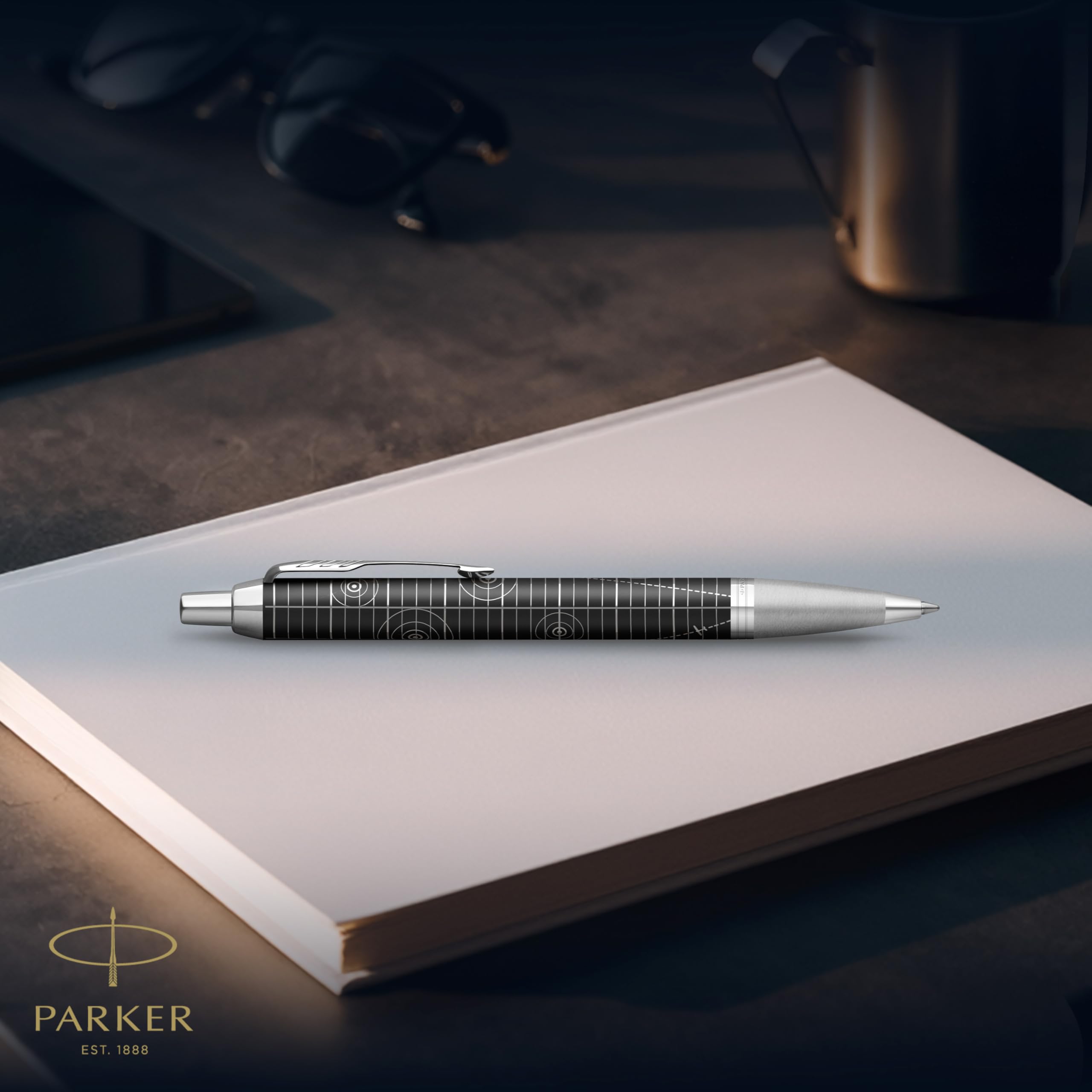 Parker IM Premium długopis kulkowy, dziedzictwo lotu, chromowane wykończenie, średni punkt, pudełko prezentowe