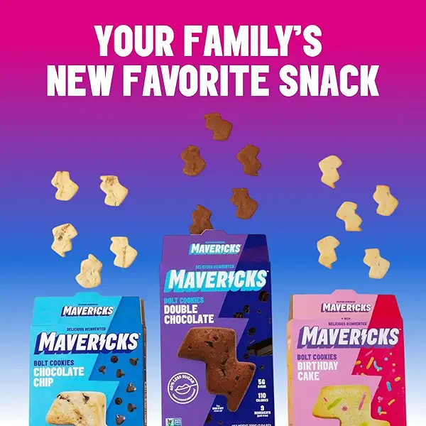Mavericks Birthday Cake Bolt Cookies - Plant-Based Birthday Cake Confetti Cookies, Egg-Free, Nut-Free, Plant-Based Dessert for Kids - Back to School - 7 oz Box (1 Pack) 7