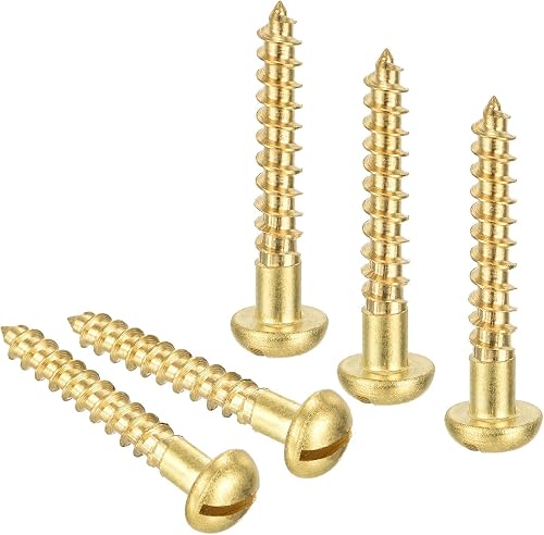 Boxonly Self Tapping Screw,Wood Screws M4.5x30mm Slotted Round Head Brass Self-T