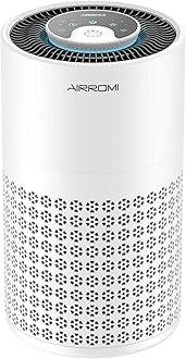 AIRROMI Air Purifier for Bedroom with HEPA 3-in-1 Filter, Pet Air Purifier for Home Cat Pee Smell, Covers Upto 990 Ft², Quiet 360° intake Air Cleaner for pet hair,allergies,Dust,Smoke A2001 White