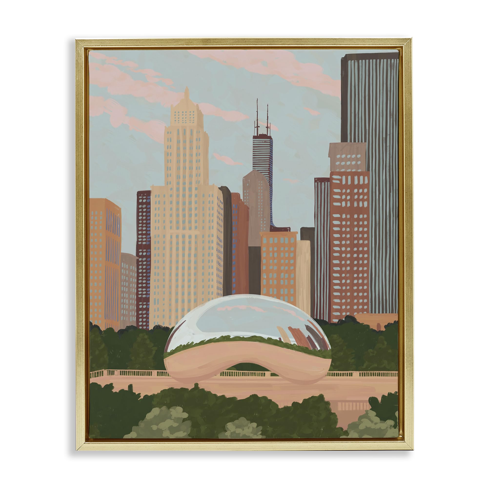 Chicago Bean Cityscape, 16 x 20 Inch Canvas in Floater Frame