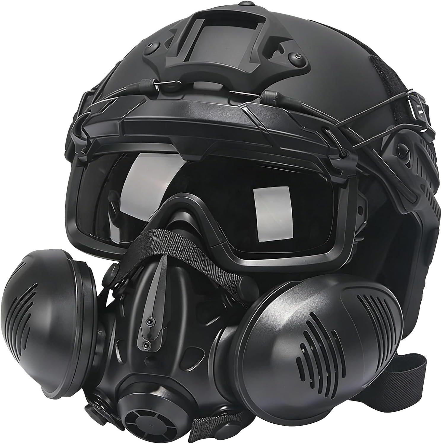 Tactical Fast Helmet Set - Double Respirator Half Face Mask with Detachable Goggles for Airsoft Hunting Paintball Gear