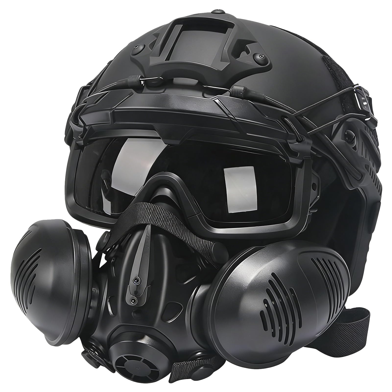 Taktisches Fast-Helmset – Doppelte Atemschutzmaske (Halbgesichtsmaske) Mit Abnehmbarer Schutzbrille Für Airsoft, Jagd Und Paintball