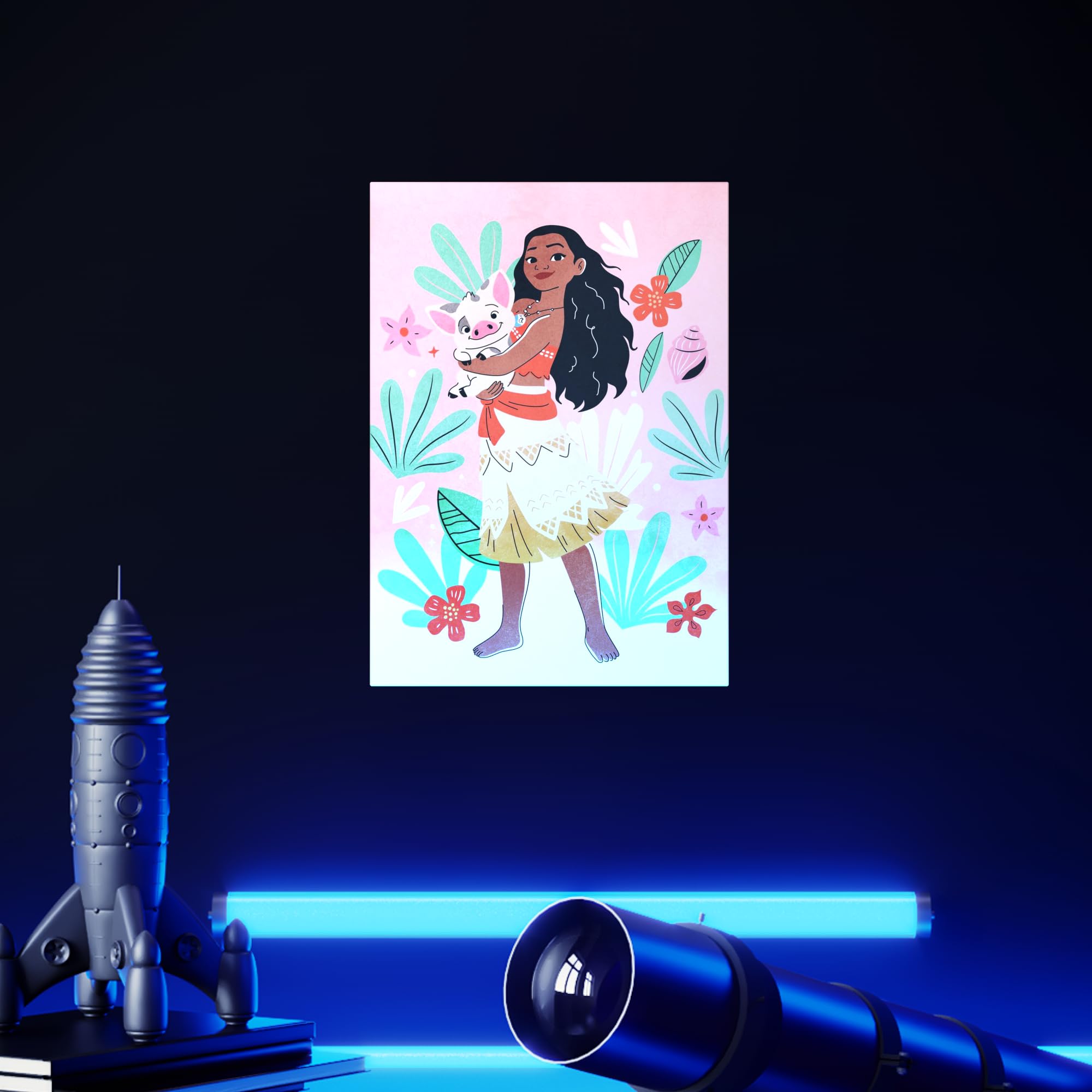 Displate Offiziell Disney MetallPoster Magnetische Befestigung Inklusive Lizenziert Bilder Hochwertiges Poster Pop Pastel - Moana Pop Pastel Poster 45 cm x 32 cm