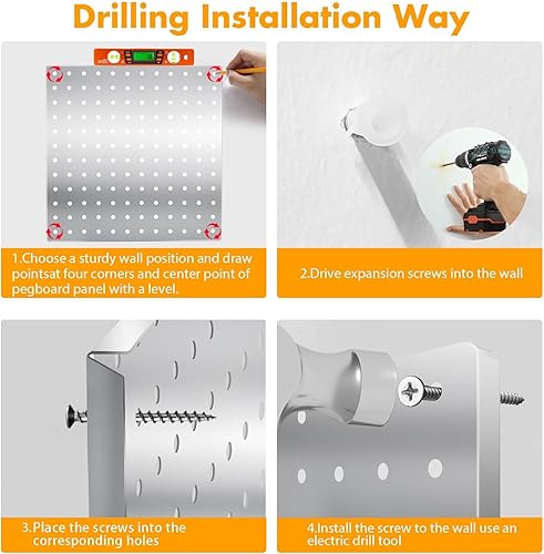 Miniatura 24 de FZK Tablero de clavijas, kit organizador de pared de 74 piezas de metal. Tablero de clavijas resistente, tableros de clavijas, tablero de clavijas