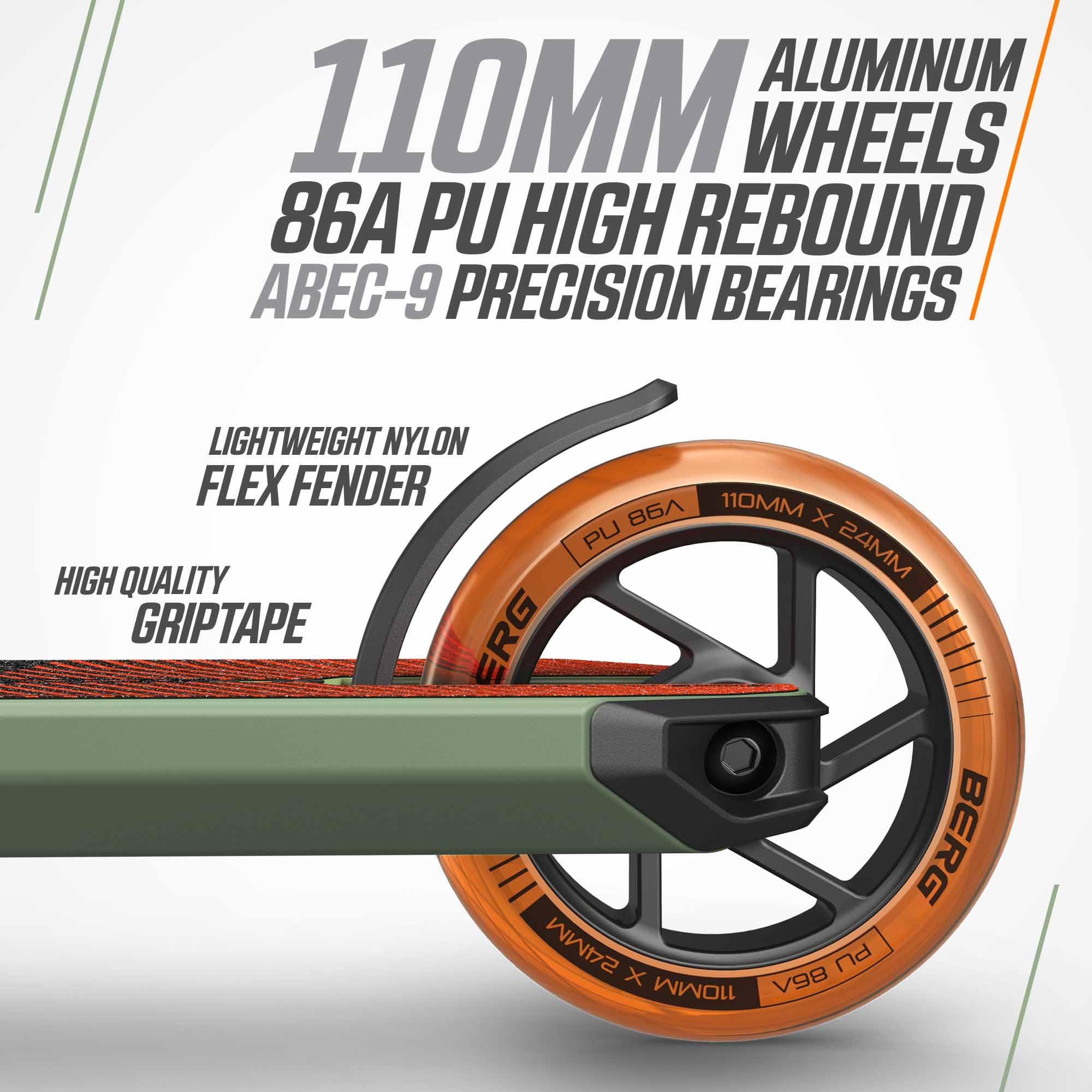 BERG Trottinette Freestyle Proxus X1 | dès 6 ans, plateau en aluminium, roulements ABEC 9, compression IHC