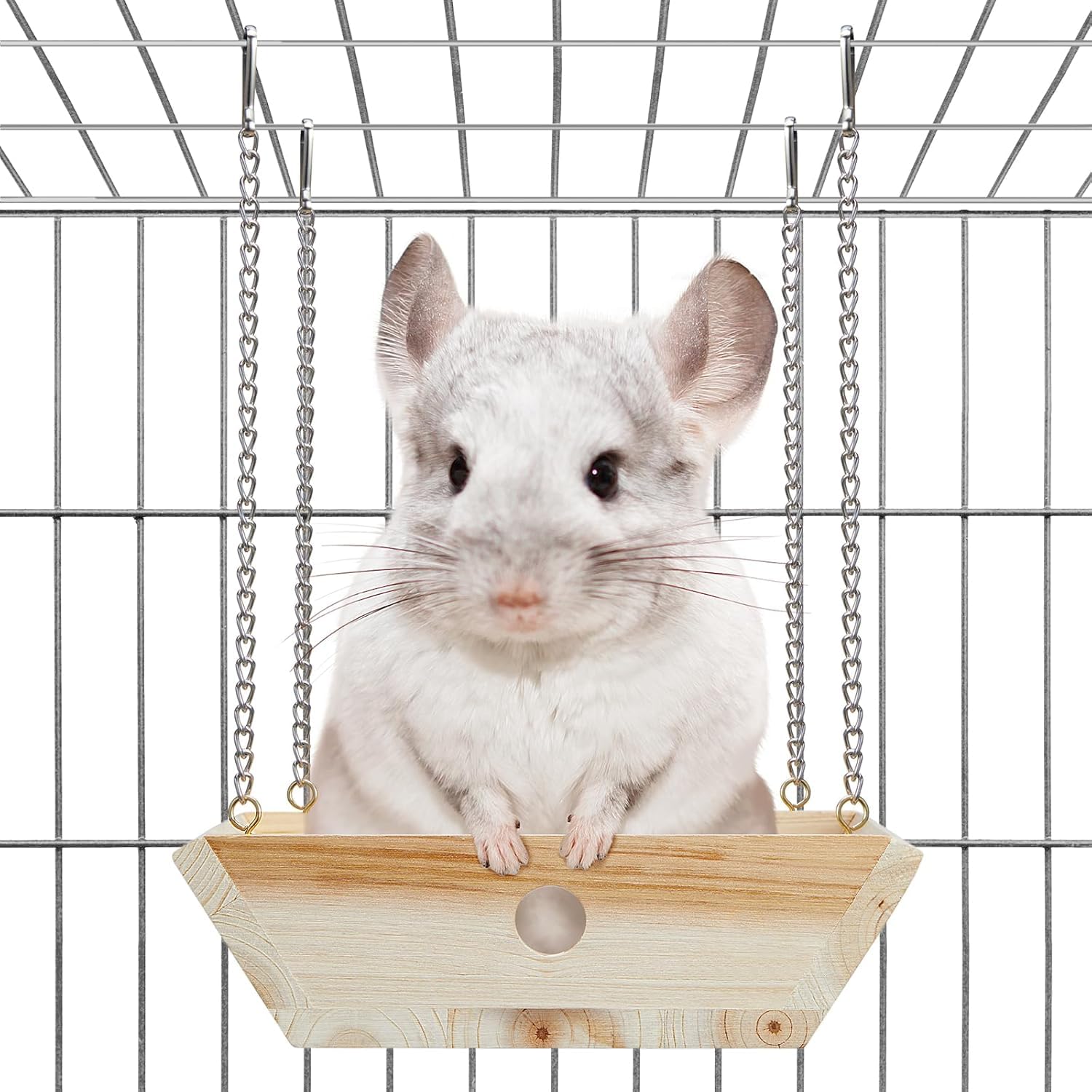 Natural Wood Chinchilla Hammock for Cage Swing Chinchilla Bed Hanging, Wooden Chinchilla Toys and Cage Accessories