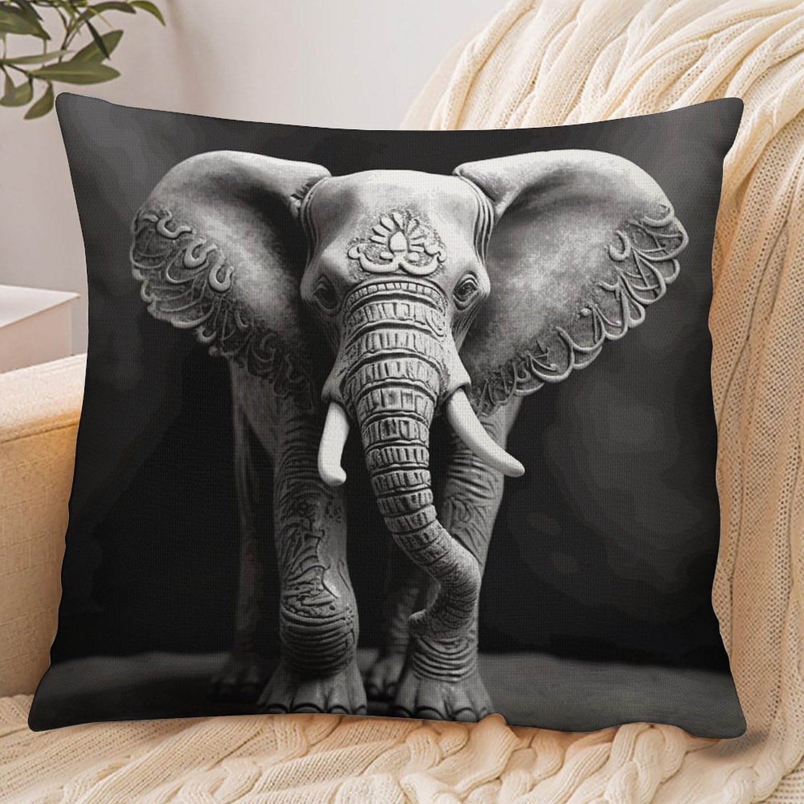 Fekiloot Style Gray Elephant Pillowcase Pillow Sham Pillow Case