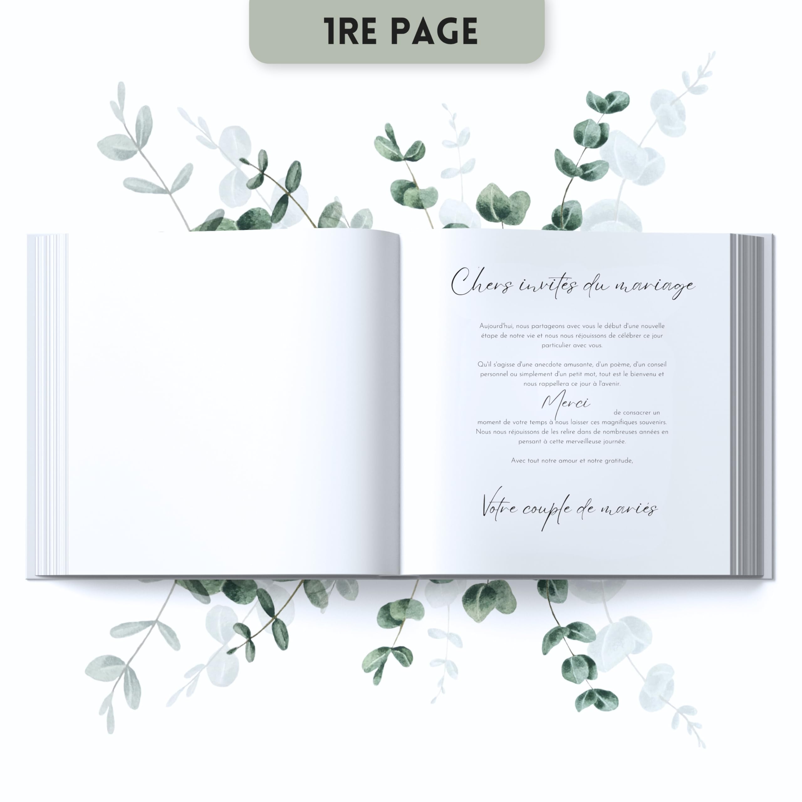 Livre d'or Mariage Haute qualité Questions à remplir 44 Pages Doubles