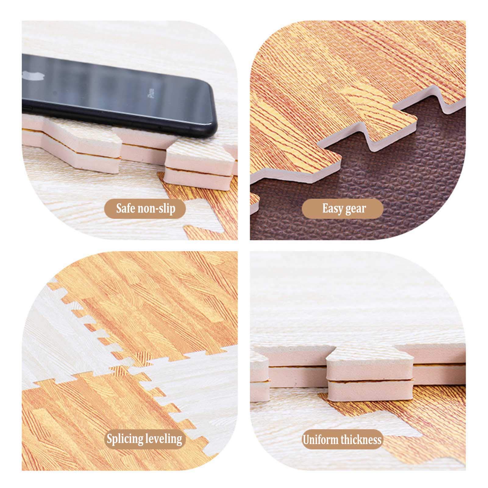 Tappetino da Gioco in Schiuma Ad Incastro, Tappetino Puzzle in Schiuma Eva Morbida - Protezione del Pavimento, per Sala Giochi Yoga per Esercizi in Garage,Gray+Khaki,10
