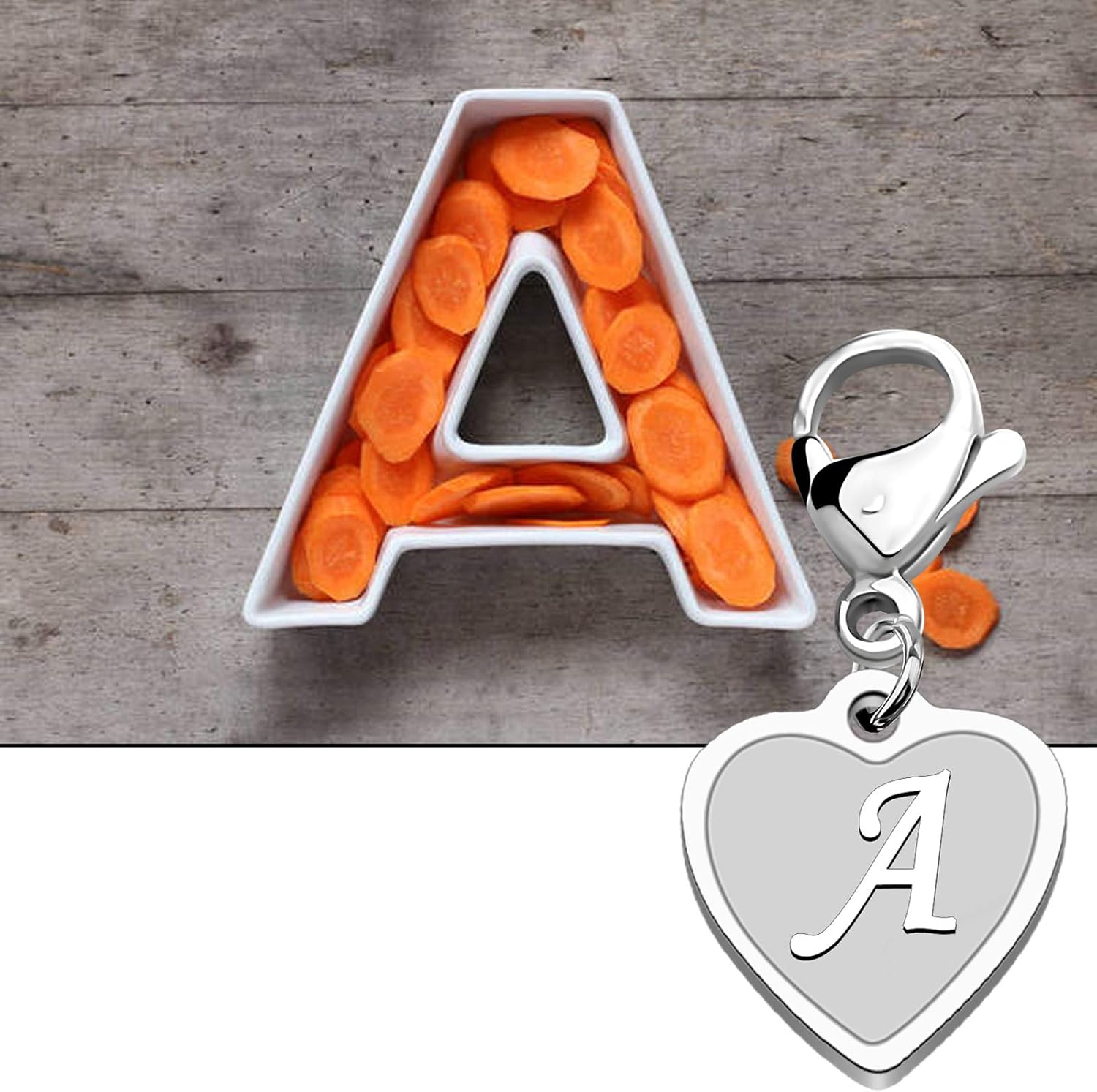 FAADBUK Initial Letter A-Z Alphabet Heart Charms for Jewelry Bracelet Keychain Necklace Initial Stainless steel Clasp Clip on Charm - Image 6