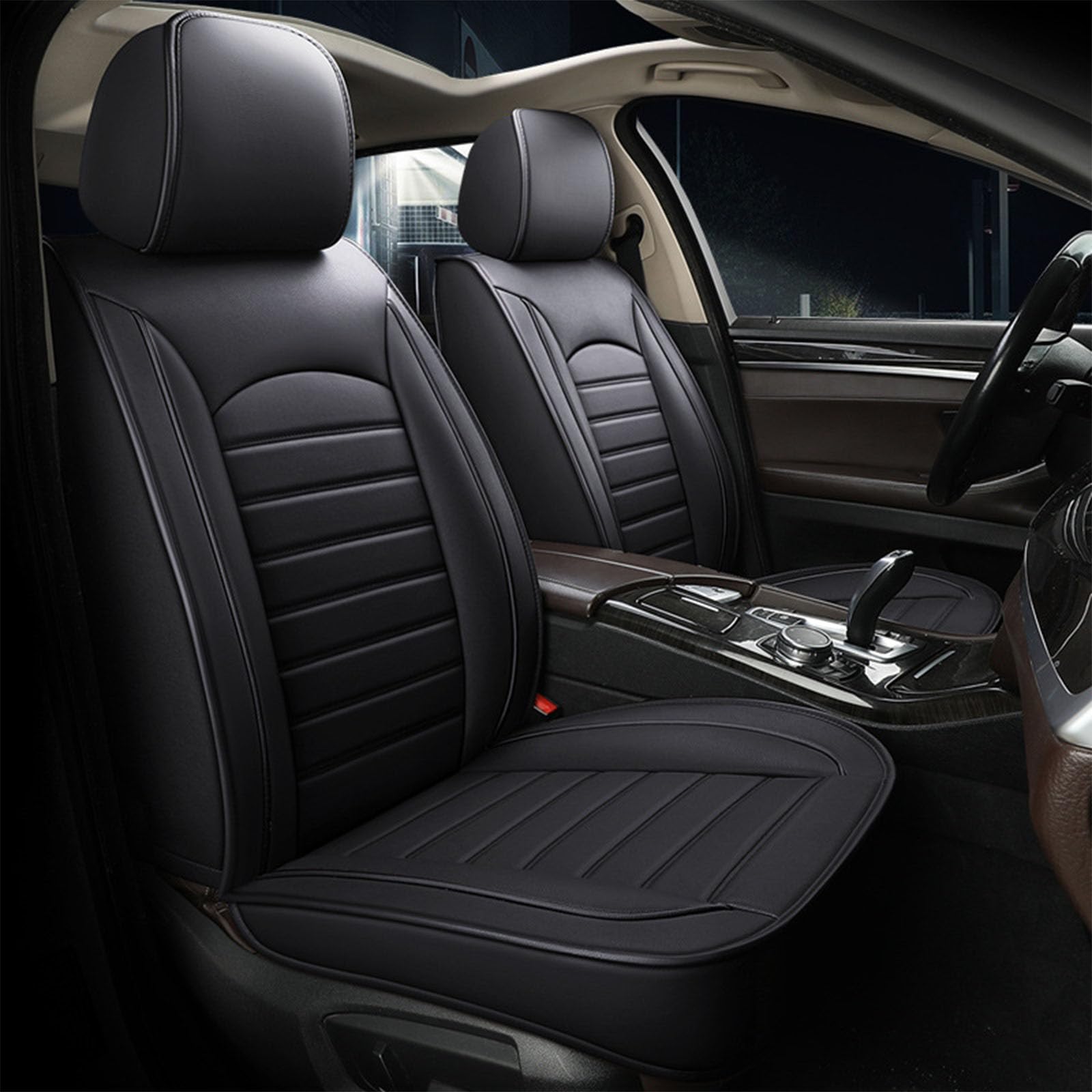 Car Seat Covers Front Pair, Compatible with Nissan X-Trail X Trail T31 2008-2013, Car Seat Cover Set Fitting Set Of 2 Seat Protectors,A Black Black