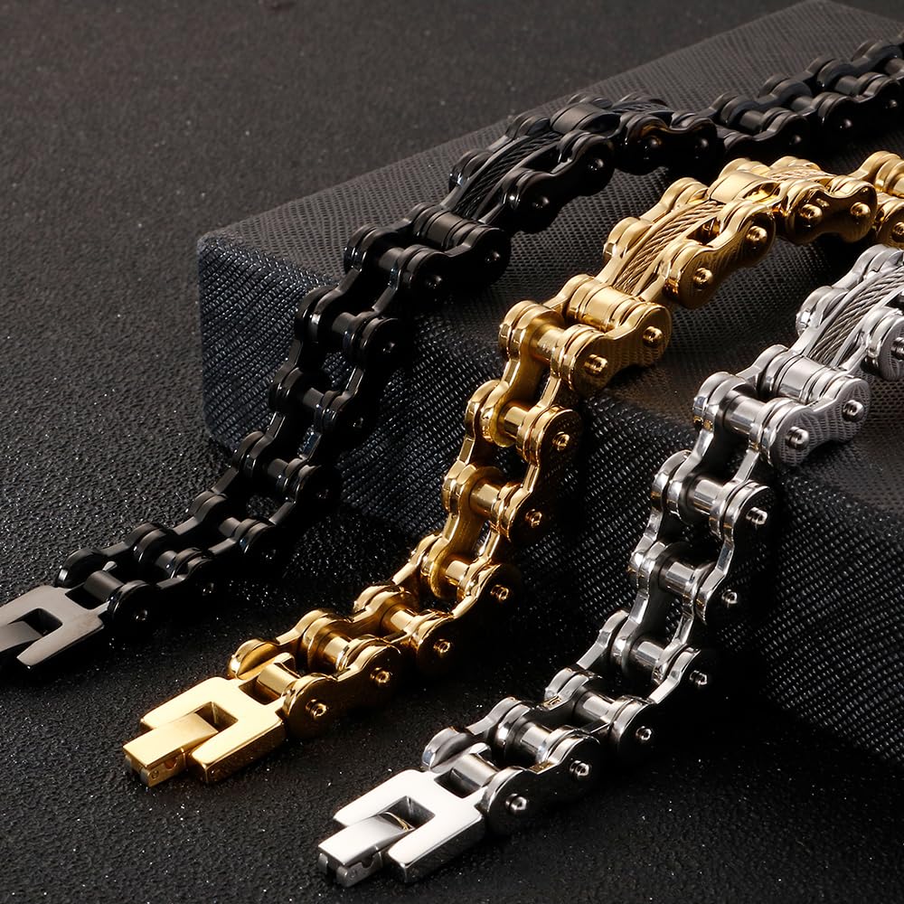 Armbänder für Herren, Geschenk, Damen, 13 mm, Motorradketten, Biker, Herren-Handbänder