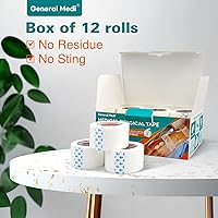 Vista 7 de General Medi Cinta quirúrgica de papel suave de 1 pulgada x 10.9 yardas, adherencia suave (12 rollos)