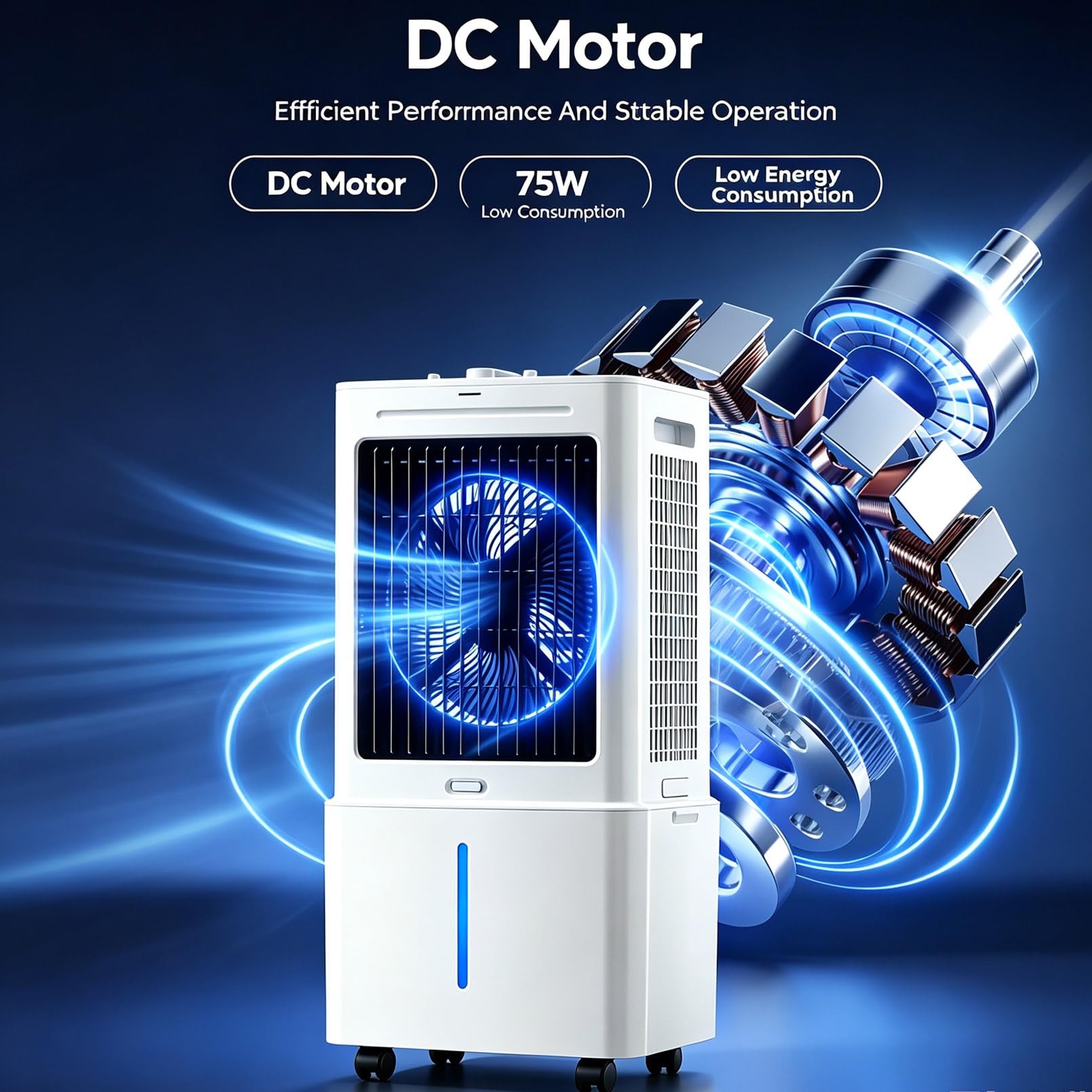 Enfriador de Aire Evaporativo 25L para Hogar, Climatizador con Mando, Temporizador 12H, 4 Bloques de Hielo, Viento Gran Angular, 75W