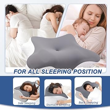 Memory Foam Pillow for Neck and Shoulder Pain,Orthopedic Cervical Pillow,Ergonomic for Side Sleeper,Superior Comfort for Side, Back & Stomach Sleep,Light grey