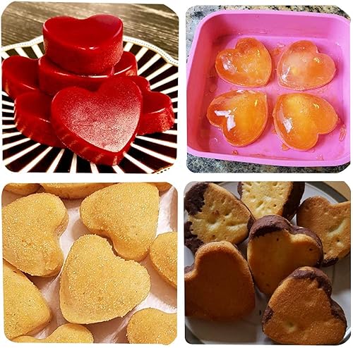 Miniatura 3 de BAKER DEPOT Molde de silicona en forma de corazón de 6 agujeros para pastel de chocolate gelatina pudín hecho a mano jabón de molde para hacer