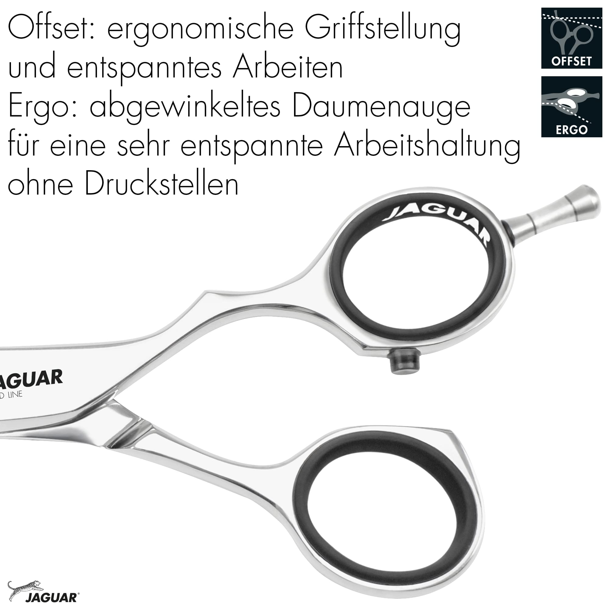 JAGUAR tijeras para modelar DIAMOND E 43 6.0" | tijeras para texturizar con 43 dientes curvados con corte prismático en diseño offset | pulidas | Made in Germany
