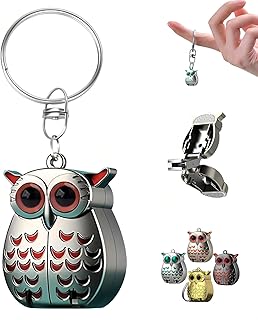 Owl Keychain Nail Clippers, Stainless Steel Foldable Mini Nail Clippers, 2 in 1 Ultra Sharp Collapsible Owl Nail Clipper with Nail File, Travel Size Nail Care Gifts (Rose Gold)