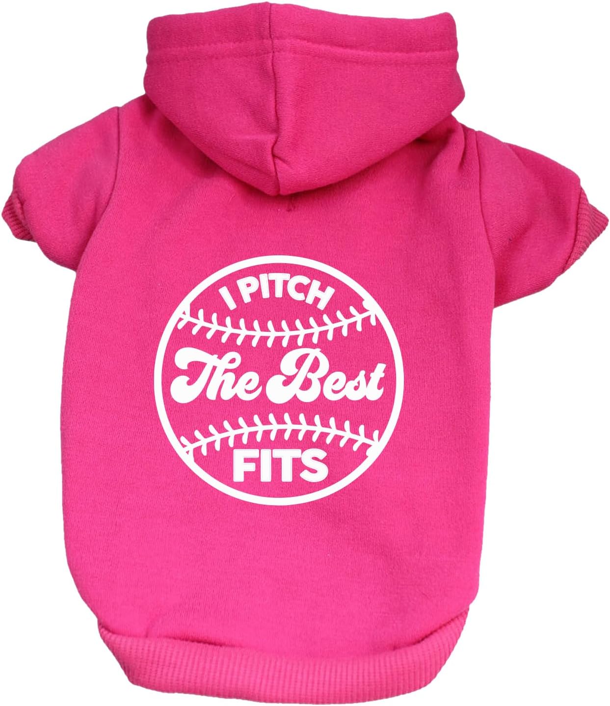 I Pitch The Best Fits Baseball Dog Hoodie Fleece Lined Pullover Sweatshirt with Leash Hole (Hot Pink, 2X-Large 797)