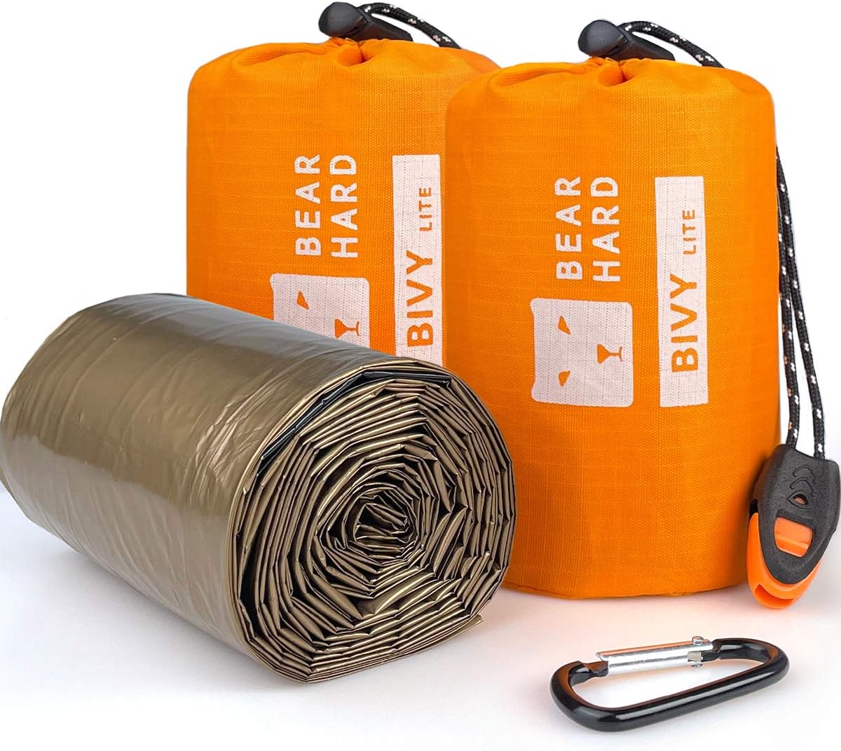 Bearhard Emergency Sleeping Bag Emergency Gear Bivy Sack Ultralight Waterproof Thermal Survival Bivvy Bag with Heat Retention for Camping, Hiking, Backpacking