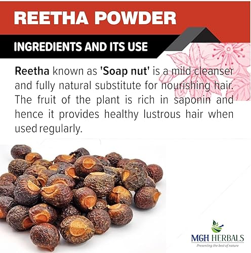 Miniatura 4 de Reetha Powder, Kunkudukai en polvo, Aritha, Ritha, Soapnut (7.05 oz), para el crecimiento del cabello, lavado del cabello, tratamiento del cuero