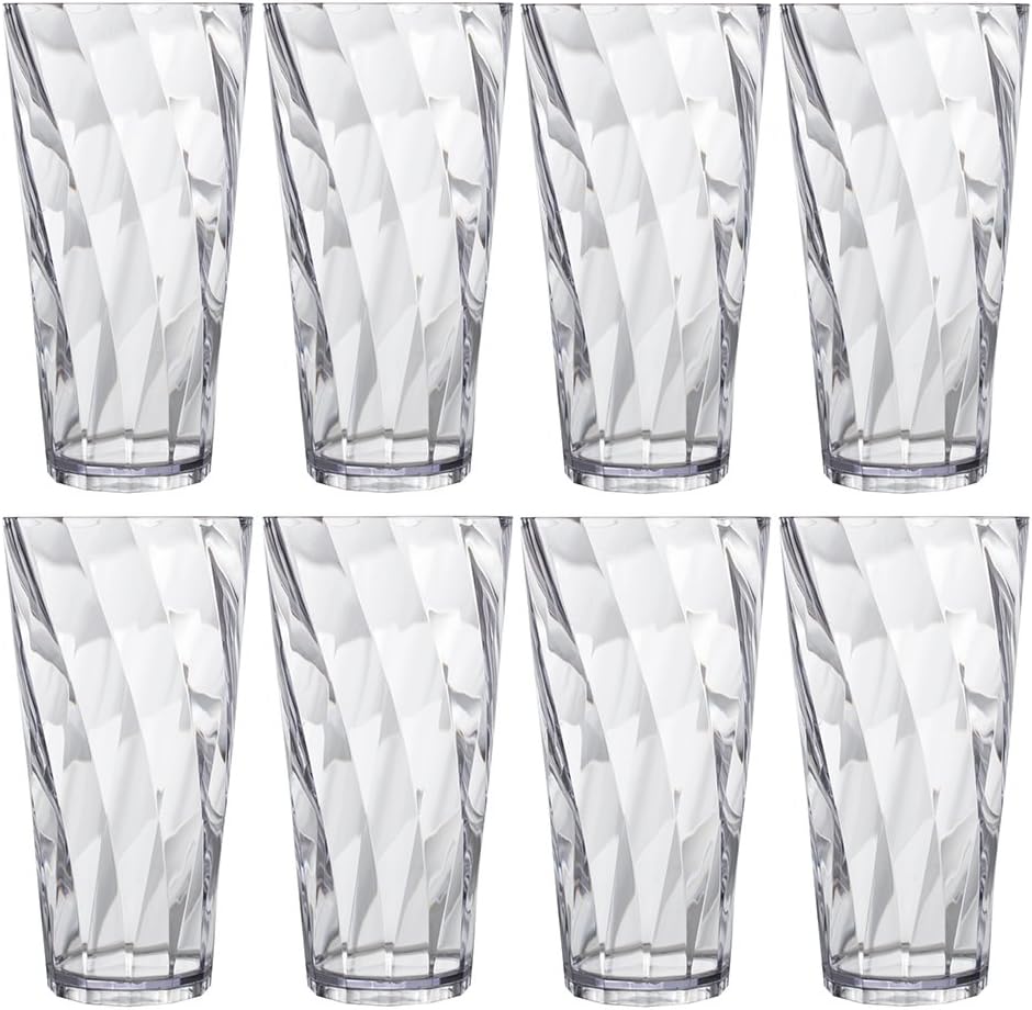 US Acrylic Optix Plastic Reusable Drinking Glasses (Set of 8) 26oz Iced-Tea Cups in Clear | BPA-Free Tumblers, Made in USA | Top-Rack Dishwasher Safe - Image 7