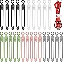 25 Pcs Silicone Cable Ties, Reusable Cable Straps Wire Organizer, Cable Management Cord Organizer for Fastening Earphone Phone Charger Home Office Desk Kitchen Appliances Cable Cords Wires