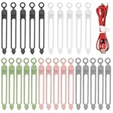 25 Pcs Silicone Cable Ties, Reusable Cable Straps Wire Organizer, Cable Management Cord Organizer for Fastening Earphone Phone Charger Home Office Desk Kitchen Appliances Cable Cords Wires