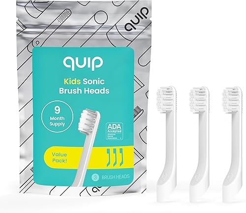 quip Cabezales de repuesto para cepillos de dientes sónicos para niños, paquete de 3 – Recambios de cabeza de cepillo pequeño verificado Quip para