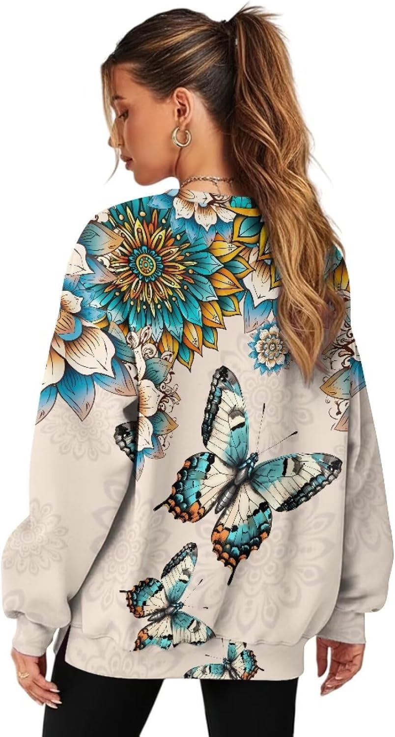 Renewold Women's Fashion Hoodie Sweatshirts Oversized Womens Fashion Sweatshirts Crewneck Casual Pullover with Pockets