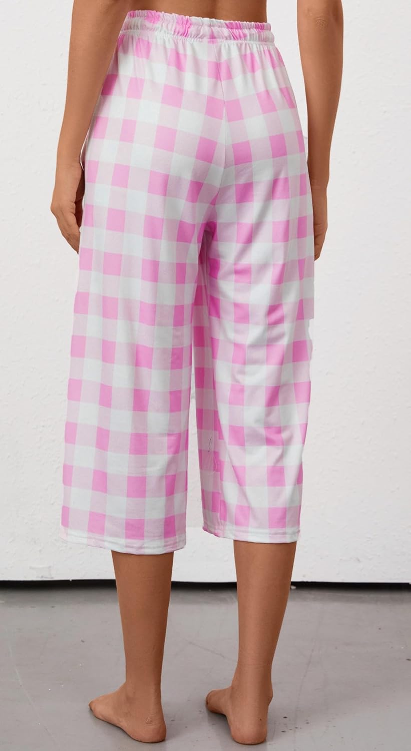 X-Image Women's Capri Pants Loose Soft Drawstring Wide Leg Sweatpants Causal Capris Pajama Lounge Pants with Pockets - Image 2