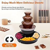 Vista 4 de 16oz Chocolate Fountain Machine, 3-Tier 1lb MINI Party Chocolate Fountain with 6PCS Fork and Fruits/Nuts/Treats Serving Tray for Weddings, Birthdays