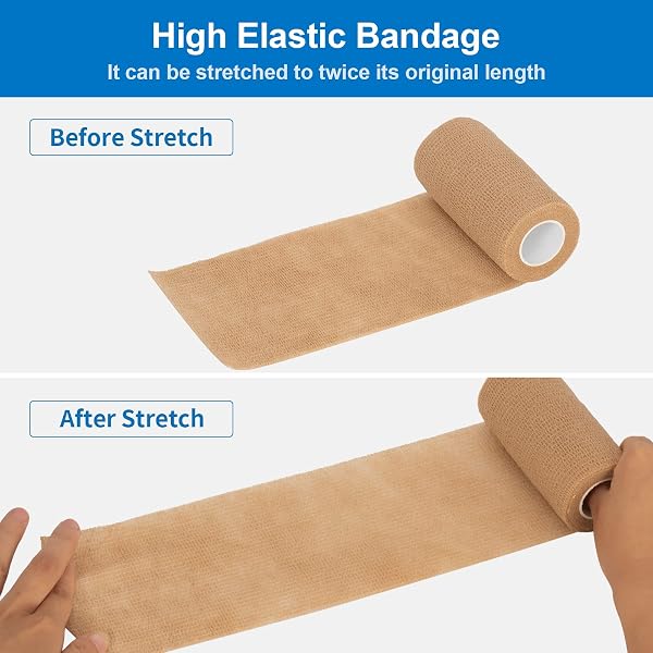 12 Roll Selbstklebender Verband 10cm Kohäsive Bandage Selbsthaftende Haftbandage Verband Elastische Binde für Finger, Hand Cohesive Bandage Fixierverband Pet Vet Wrap für Pferd Dog Bandagen (Blau) - 3
