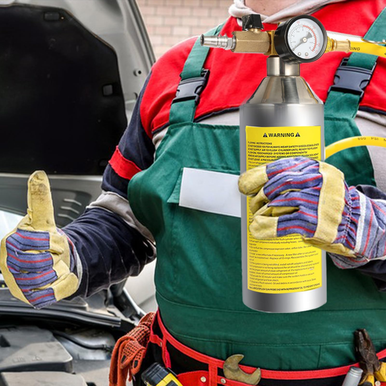 Kit Lavaggio AC - Strumento Professionale per Pulizia Impianti HVAC Auto e Domestici - Bottiglia Spray con Tubo in Acciaio Inox per Pulizia Evaporatore e Veicoli