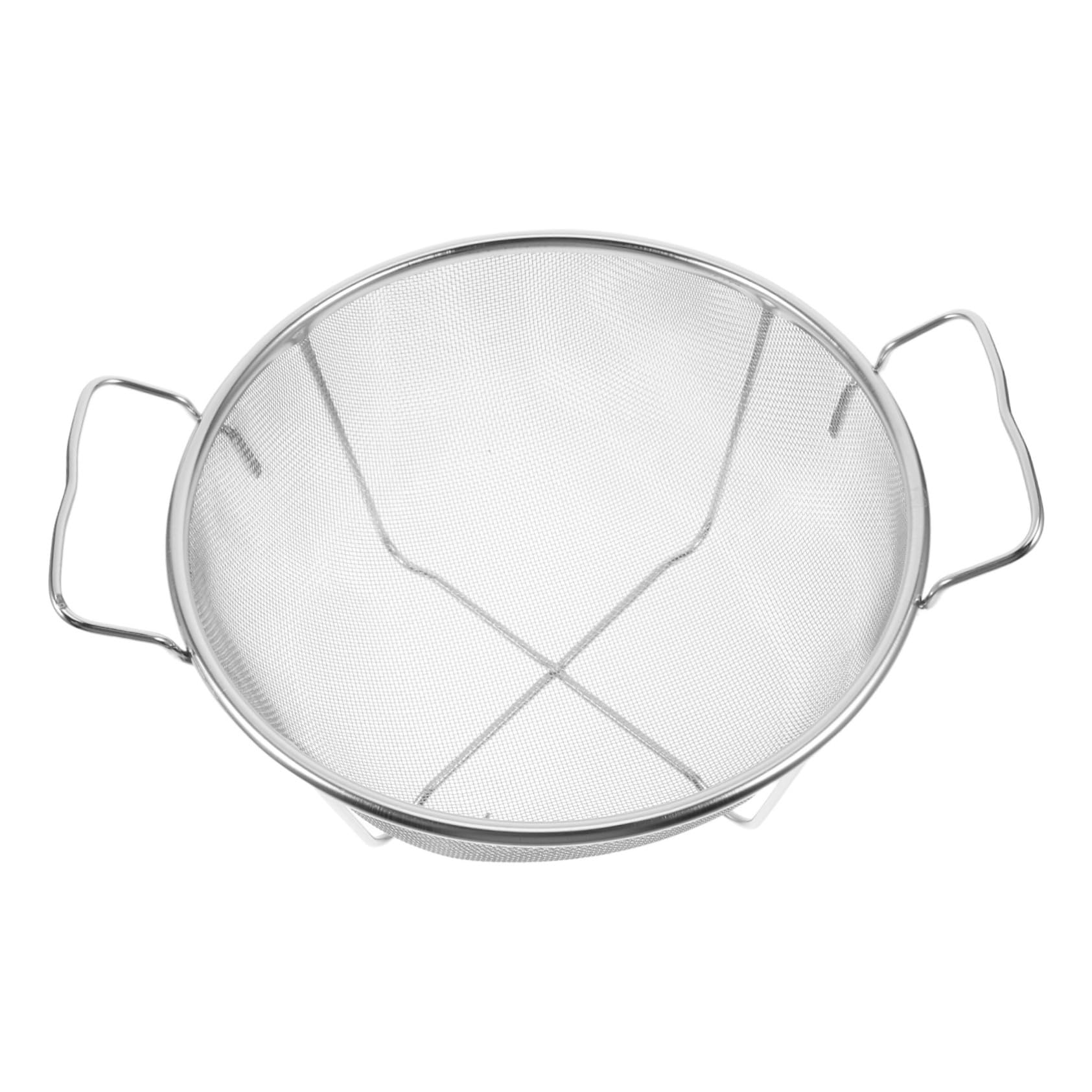 Colador de Arroz de Metal de Acero Inoxidable con Doble Asa Reforzada, Cedazo Microperforado y Fácil de Limpiar para Cocina y Fregadero