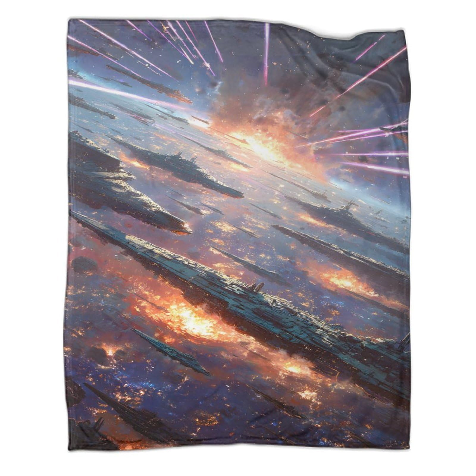 Digitaldruck Weltraum Planeten Galaxie Sci-Fi Thema Flanell Kuscheldecke, Kosmisches Kampfflugzeug Dicke Warme Decke Geschenkidee, 70x80inch(180x200cm)
