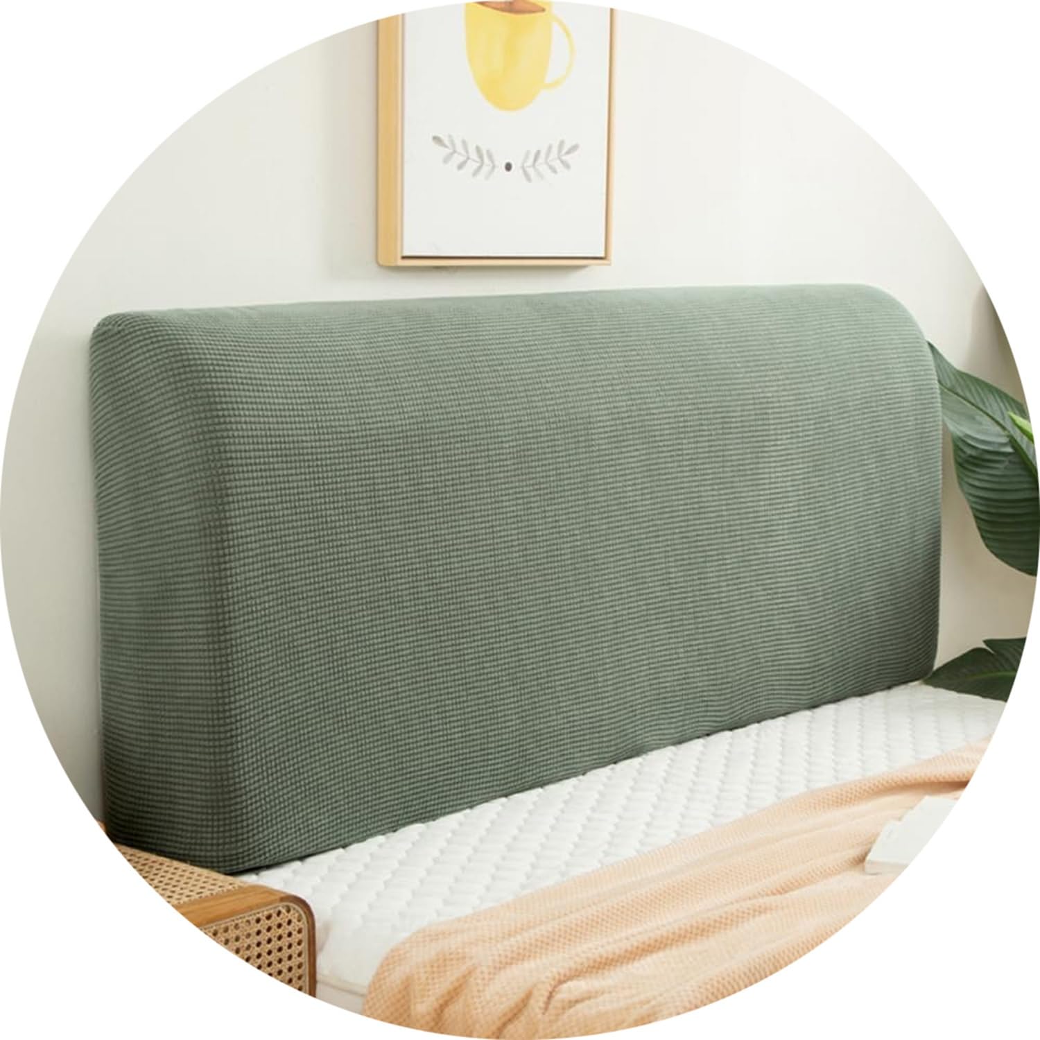 Headboard Cover for Full Queen Cal King Size Bed, Polar fleeceDustproof Head Board Wrap, Stretch All-Inclusive Bed Head Protector Cover Modern Bedroom Decoration(Cedar Green,55-63in (140-160cm))