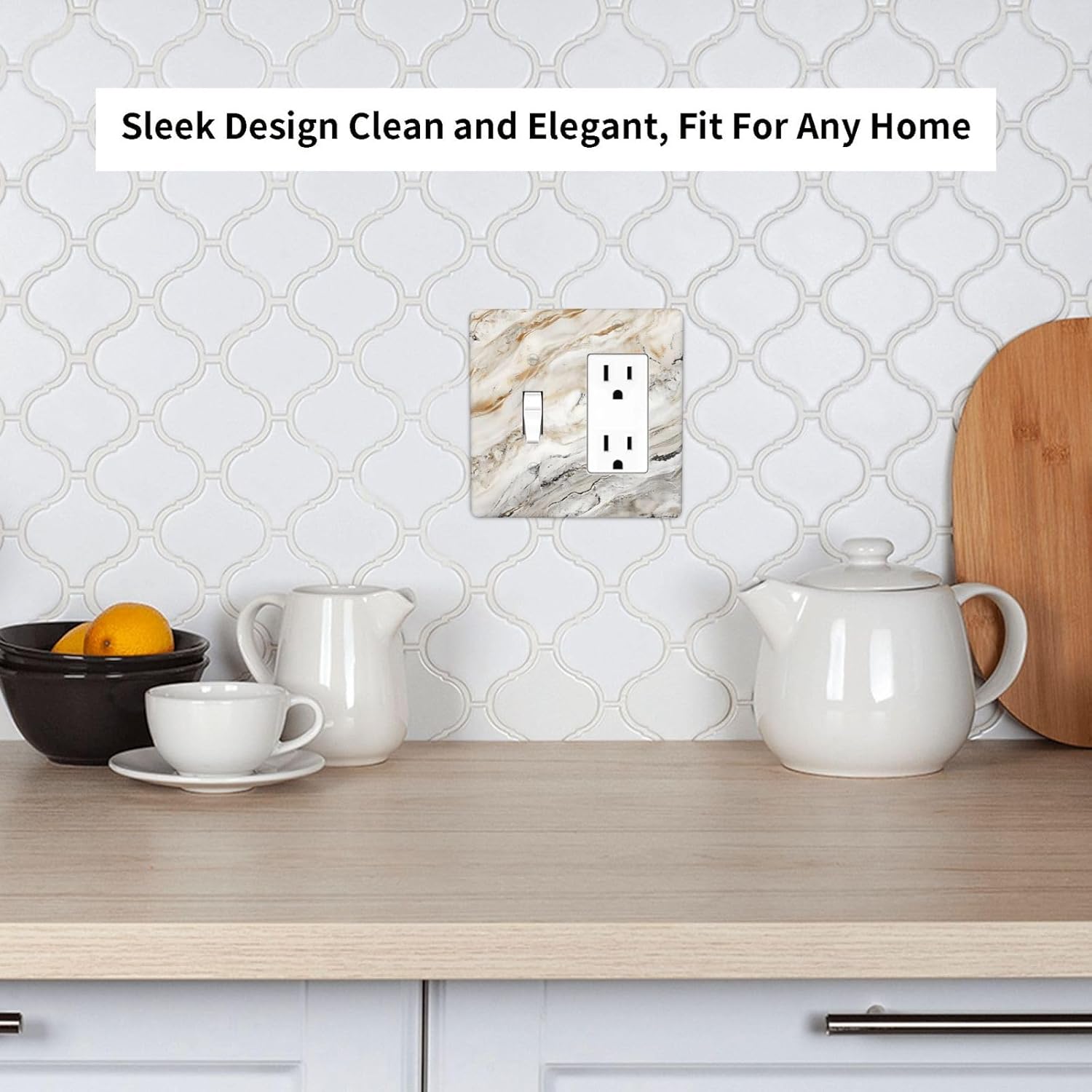 Matte Beige Gold Marble Granite Abstract Print Outlet Covers 1 Toggle 1 Rocker Combination Decorative Wall Plate Electrical Switch Plates Light Switch Cover Plate for Bathroom Kitchen Decor