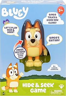 Bluey Hide & Seek Game - Bingo, Hide The Figure and Press Her Nose to Start The Built-in Timer, Bingo Talks and Giggles to...