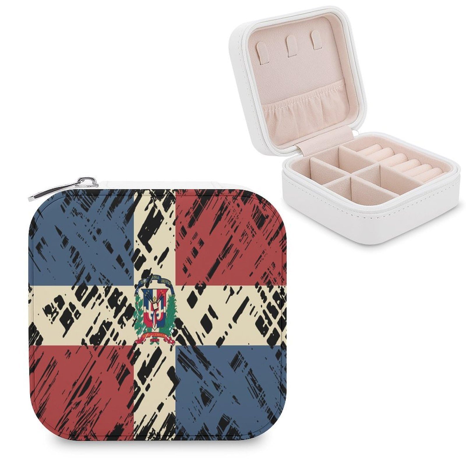 CUTJMDNGH Dominican Republic Flag Jewelry Box for Women Jewellery Case Organizer Storage Boxes Craft
