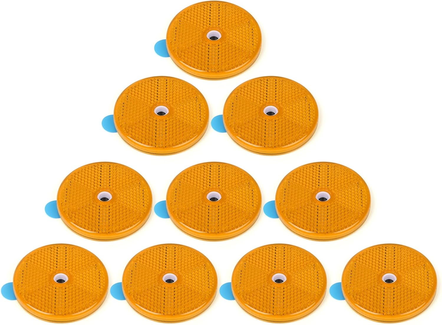 10Pcs Safety Reflectors Yellow Round, High Visibility Safety Reflective Strong Stick-On for Mailboxes, Driveways, Tunnels, Posts, Cars, Trailers