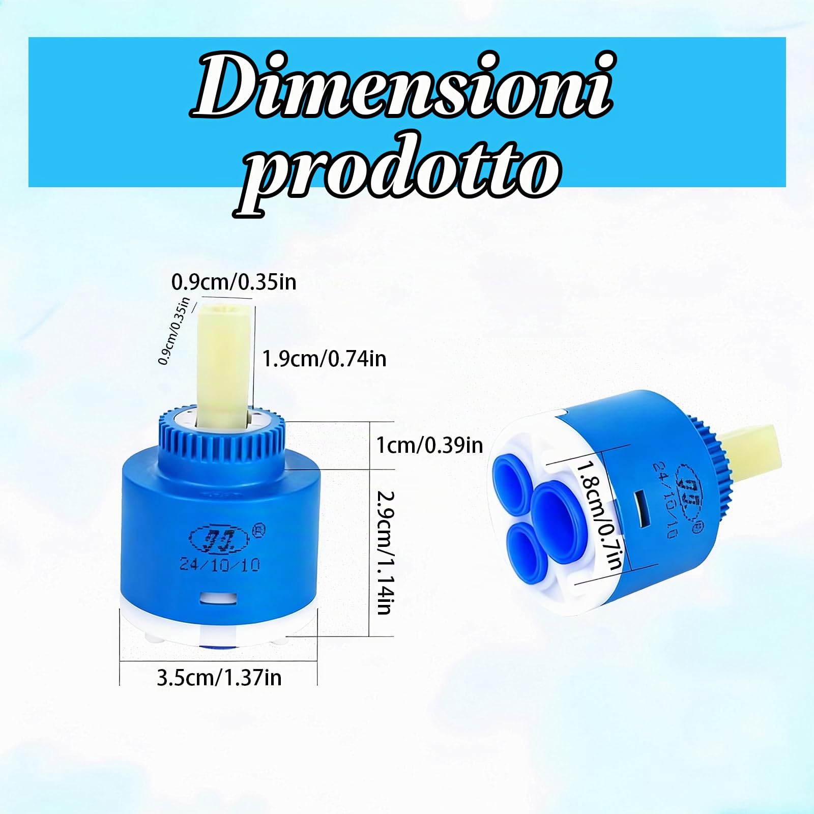 HORREX 2 Pezzi 35 MM Cartuccia Rubinetto Miscelatore Filtro Anticalcare Doccia Purificatore Acqua Rubinetto Depuratore Acqua Domestico Facile da Installare e Durevole per Miscelatore Universale
