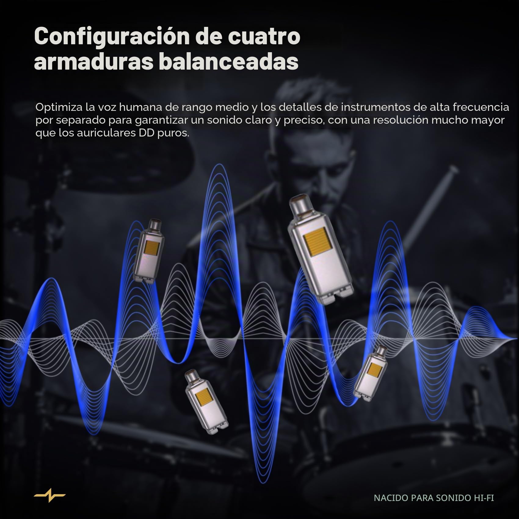 Yinyoo CCZ CZ10 IEMs Gaming con micrófono 4BA+1DD en el oído Monitor HiFi Auriculares con cable con doble imán PET de 10 mm Controlador dinámico Auriculares para juegos con cable desmontable de 2